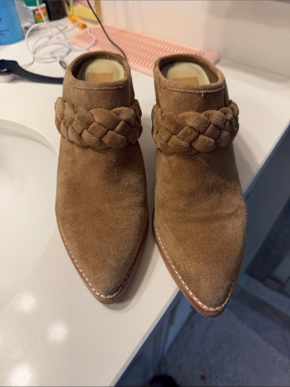 Dolce Vita Brown Suede Braided Mule Clogs